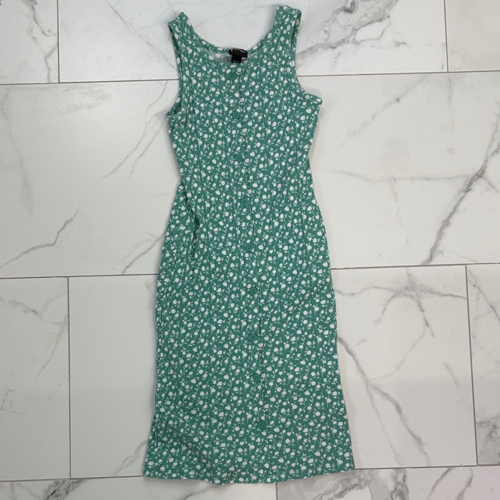 Girls Floral Sage Tank Dress